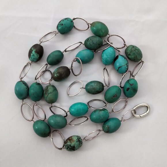 Beautiful Natural Turquoise and Sterling Necklace/Body Jewelry - Picture 6 of 6